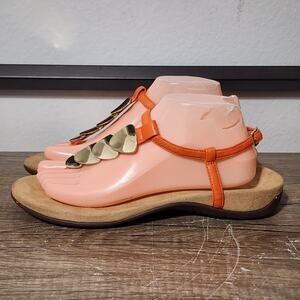 Vionic Miami Women's Strappy Leather Sandals Shoes Size 9 Orange